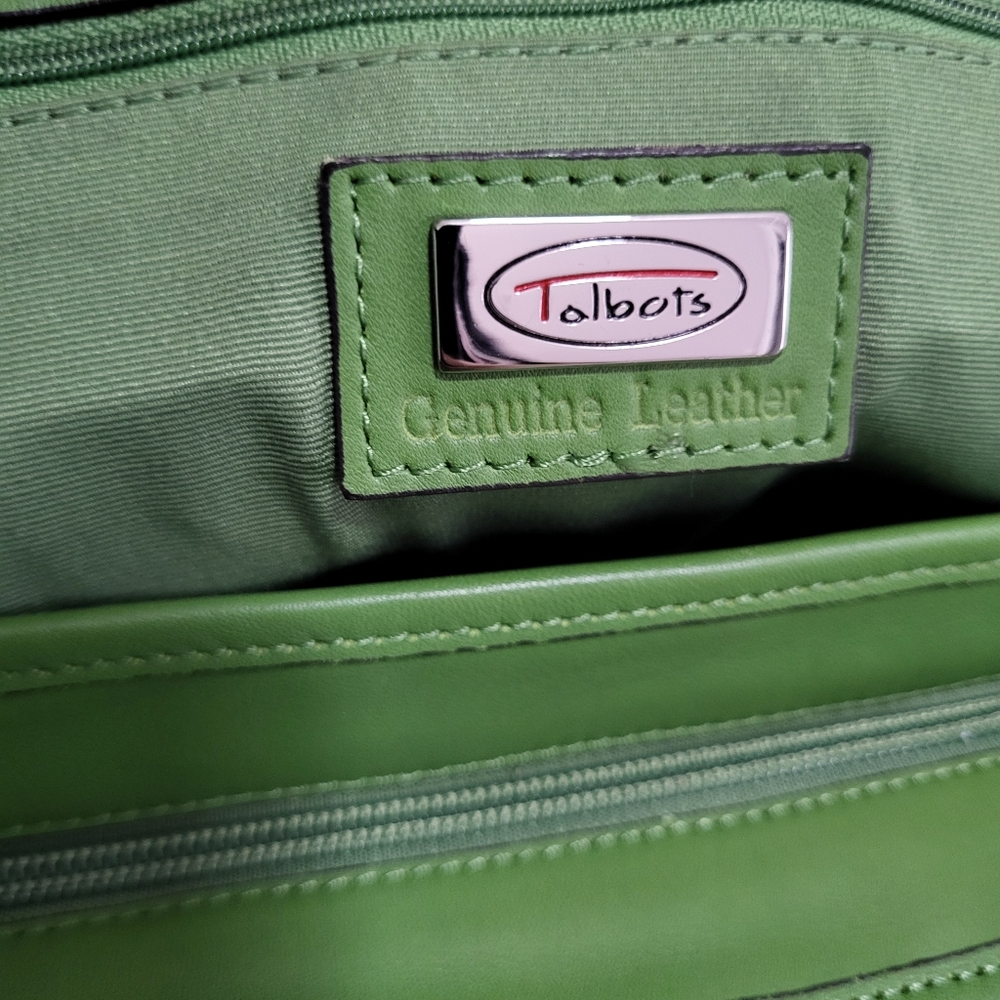 Talbots Vintage Genuine Leather Green Handbag Purse - Picture 5 of 8